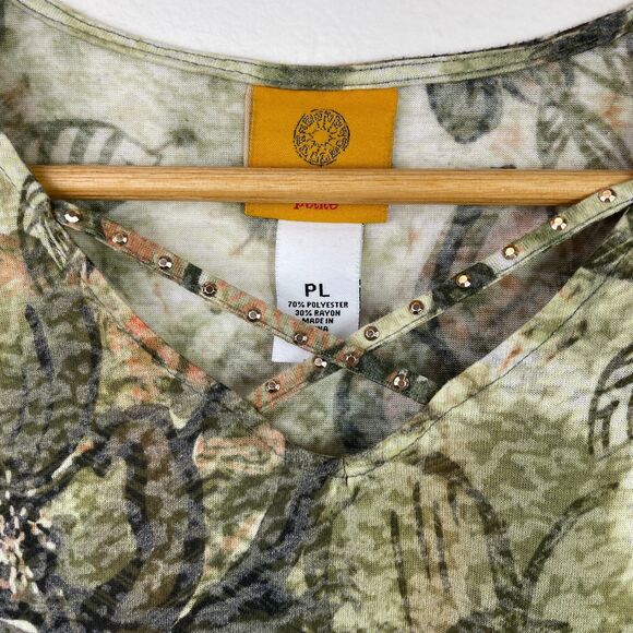 Ruby Rd Blouse Petite Large PL Floral Ruby Rd Sage Green Floral Blouse Studded - Picture 2 of 12